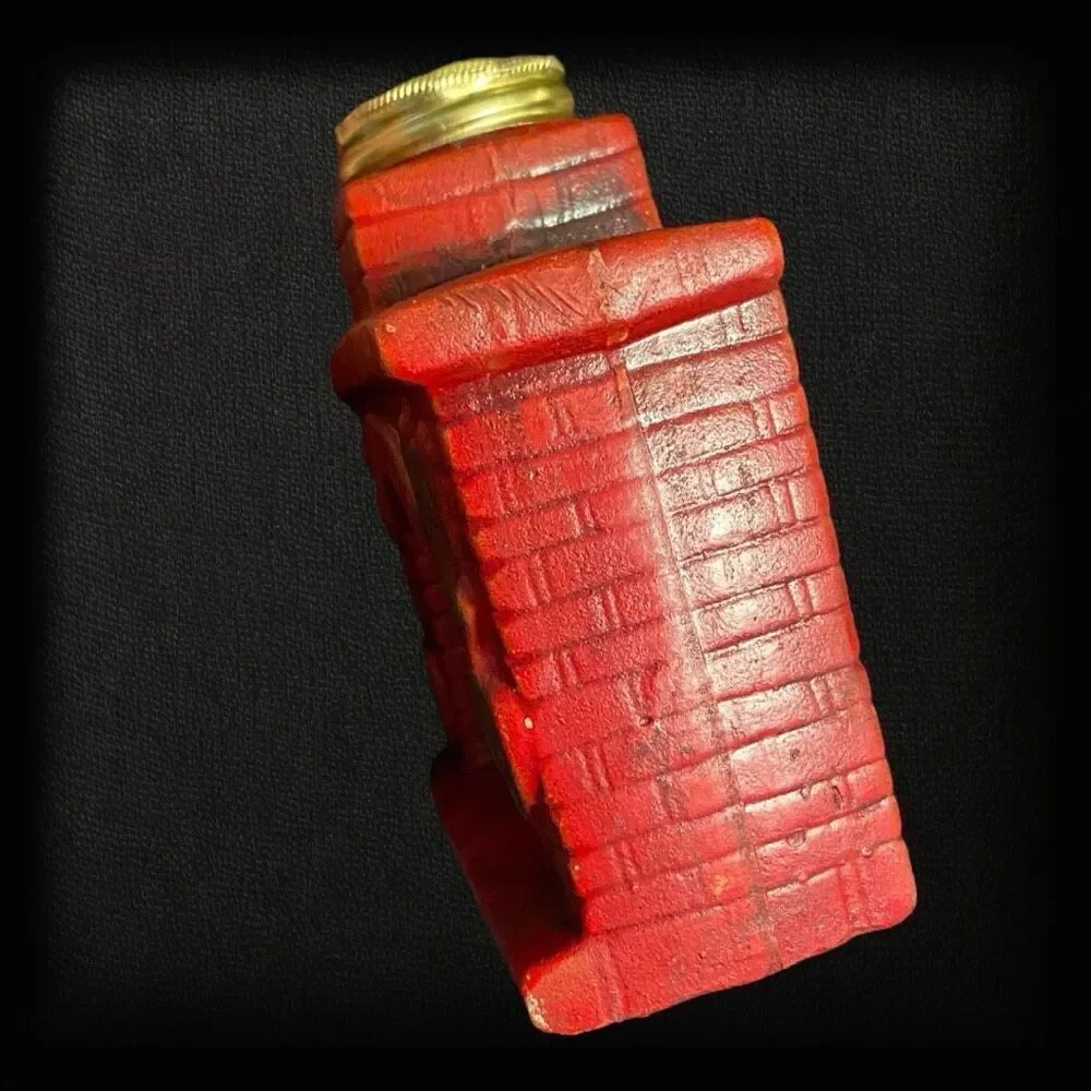 Vintage Red Fireplace Kerosene Lamp Base